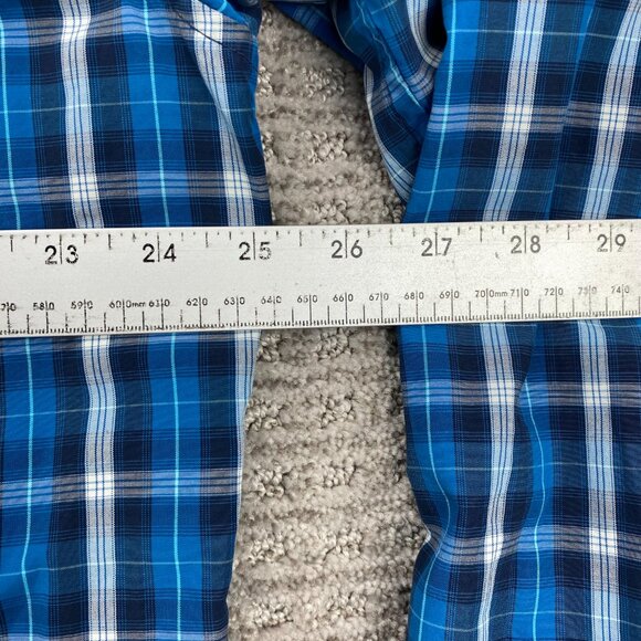 Eddie Bauer Shirt Men XL Blue Plaid Button Up Polo Lightweight Breathable Preppy - Picture 8 of 9
